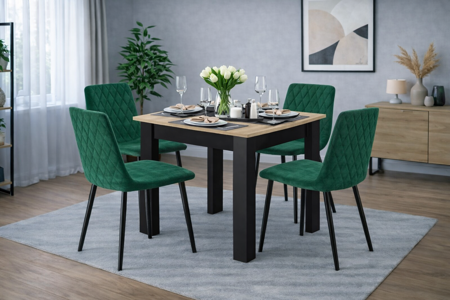 80x80 DUB (BLACK) + 4 TURIN GREEN (BLACK)